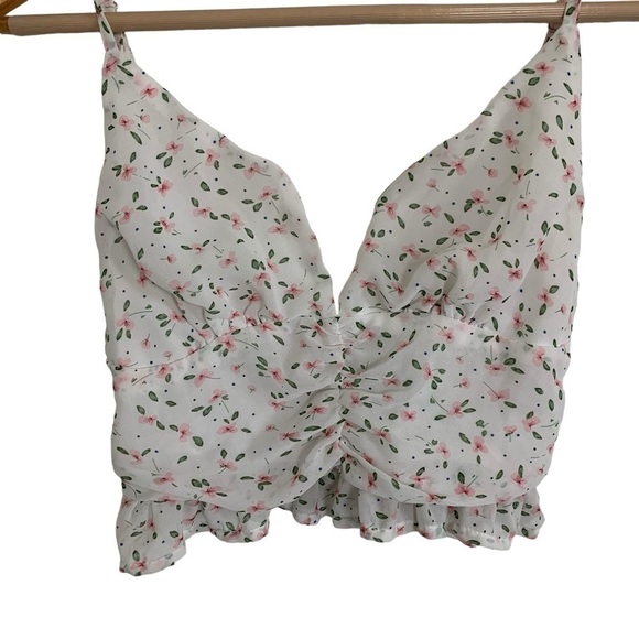 Princess Polly Ditsy Floral Crop Tank Top Size 4 - Picture 2 of 12
